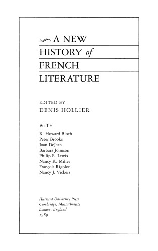 A New History of French Literature