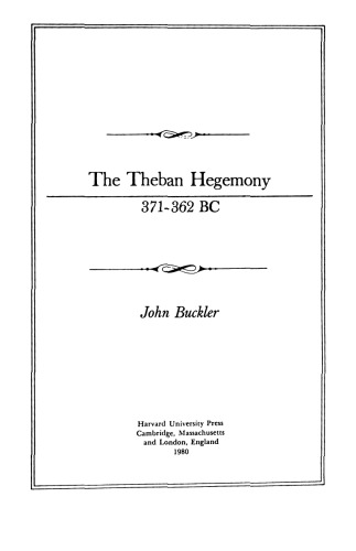 The Theban Hegemony, 371-362 BC
