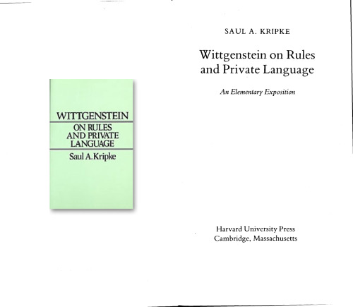 Wittgenstein on Rules and Private Language: An Elementary Exposition