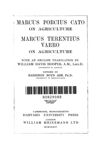 Cato and Varro: On Agriculture
