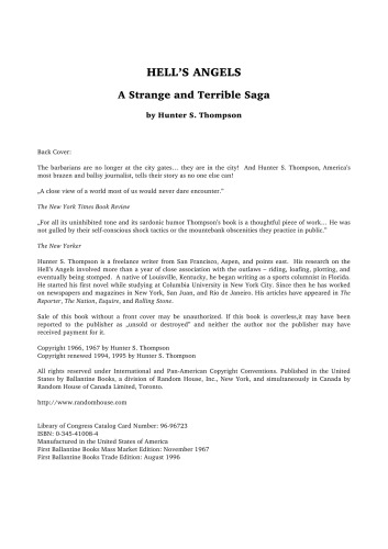 Hell's Angels : A Strange and Terrible Saga (Modern Library)