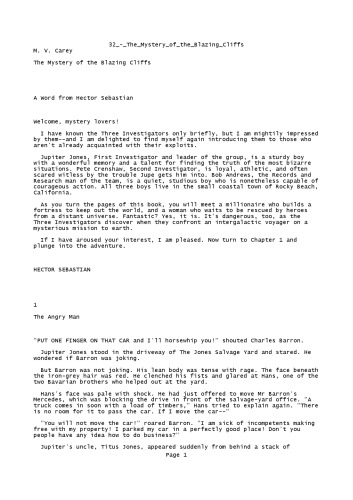 The Mystery of the Blazing Cliffs (Three Investigators, No 32)