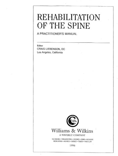 Rehabilitation of the Spine: A Practitioner's Manual
