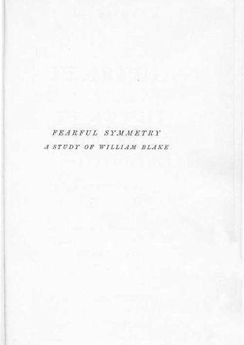 Fearful Symmetry: A Study of William Blake