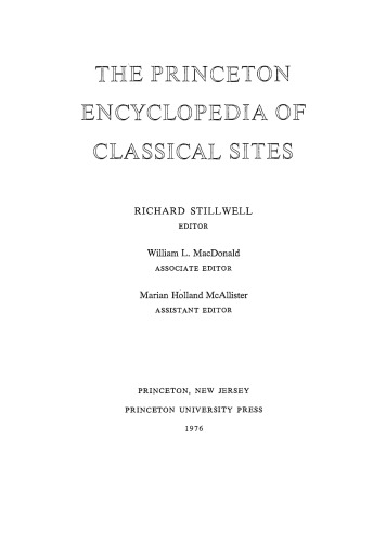 The Princeton Encyclopedia of Classical Sites