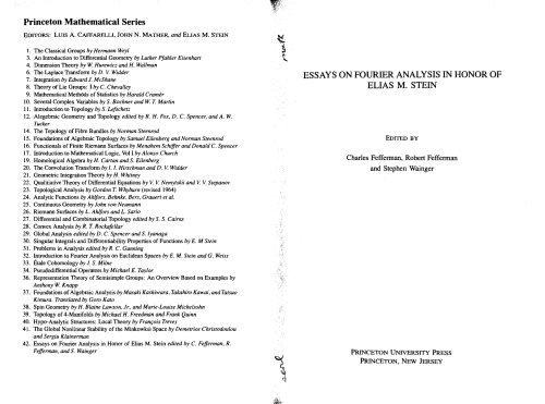 Essays on Fourier analysis in honor of Elias M. Stein