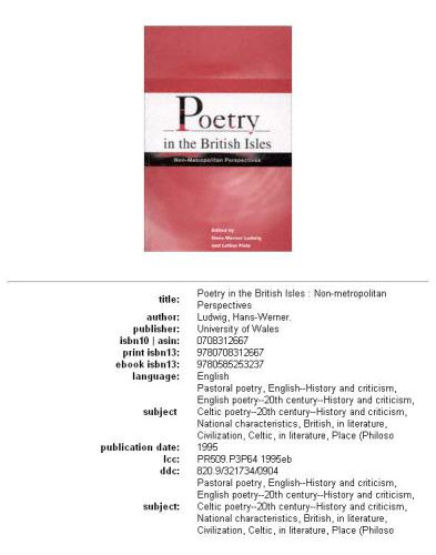 Poetry in the British Isles: non-metropolitan perspectives