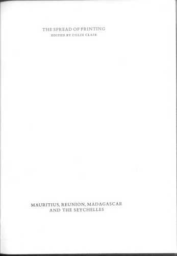Early Printing in Mauritius, Réunion, Madagascar and the Seychelles