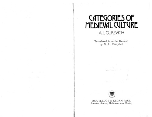 Categories of Medieval Culture