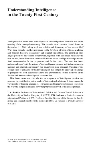 Understanding Intelligence in the Twenty-First Century: Journeys in Shadows (Studies in Intelligence)