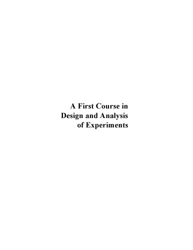 A First Course In Design And Analysis Of Experiments