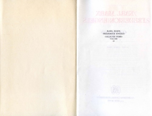 Collected Works, Vol. 29: Marx: 1857-1861