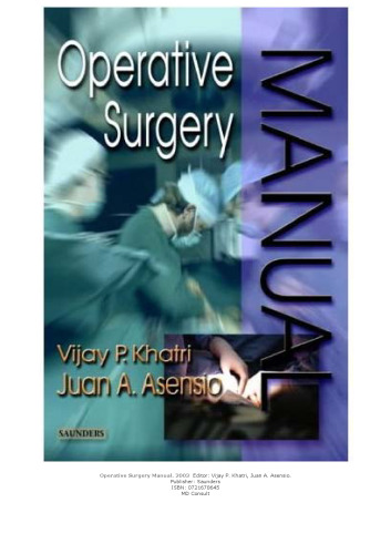 Operative Surgery Manual, 1e