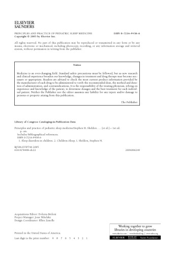 Principles and Practice of Pediatric Sleep Medicine