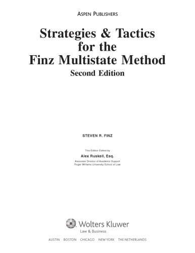 Strategies & Tactics for FINZ Multistate Method, Second Edition