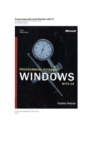 Programming Microsoft Windows with C#