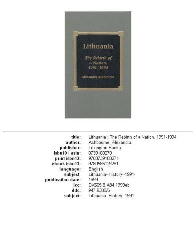Lithuania: The Rebirth of a Nation, 1991-1994