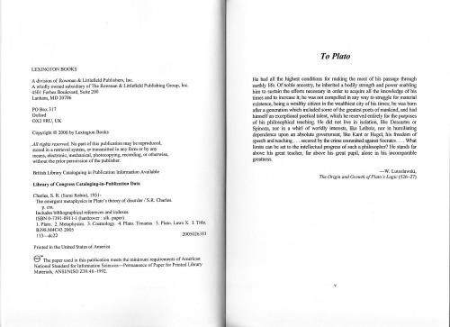 The Emergent Metaphysics in Plato's Theory of Disorder