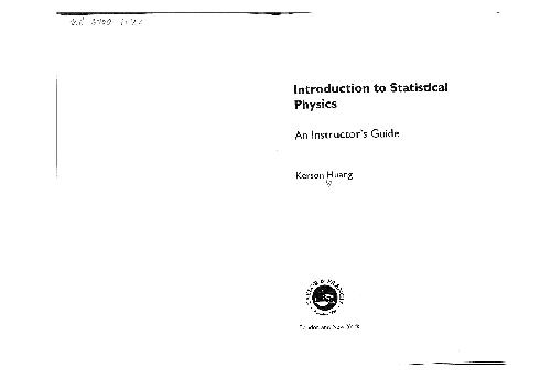Solutions Manual for Introduction to Statistical Physics