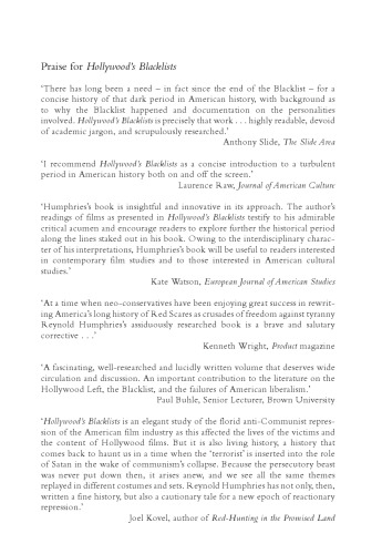 Hollywood's Blacklists: A Political and Cultural History