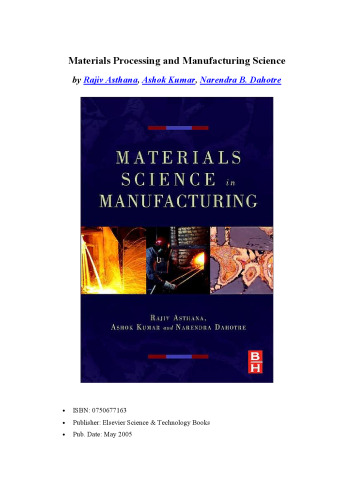 Materials Processing and Manufacturing Science