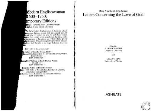 Mary Astell and John Norris: Letters Concerning the Love of God