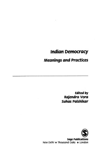 Indian Democracy: Meanings and Practices