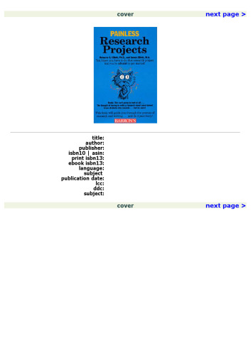 Painless Research Projects (Barron's Painless Series)