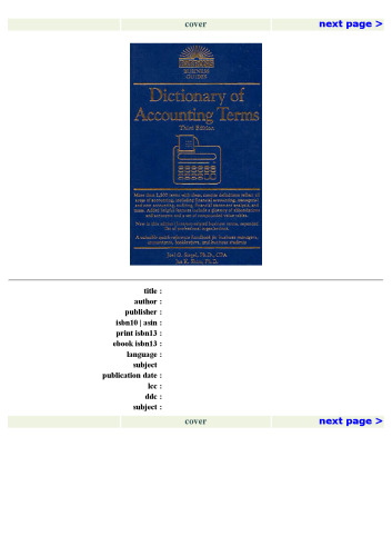 Dictionary of Accounting Terms (Barron's Business Guides)