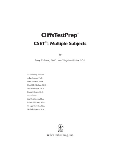 CSET: Multiple Subjects (Cliffs Test Prep)