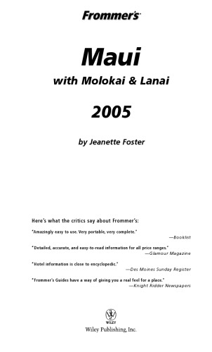 Frommer's Maui 2005 with Molokai and Lanai (Frommer's Complete)