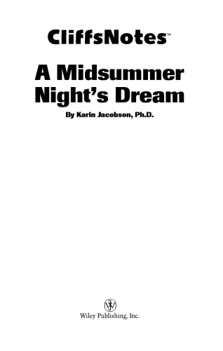 CliffsNotes on Shakespeare’s A Midsummer Night’s Dream