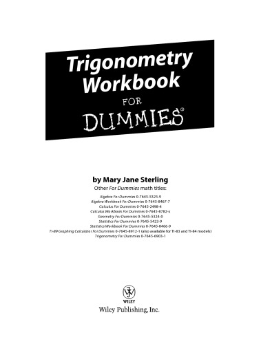 Trigonometry Workbook For Dummies