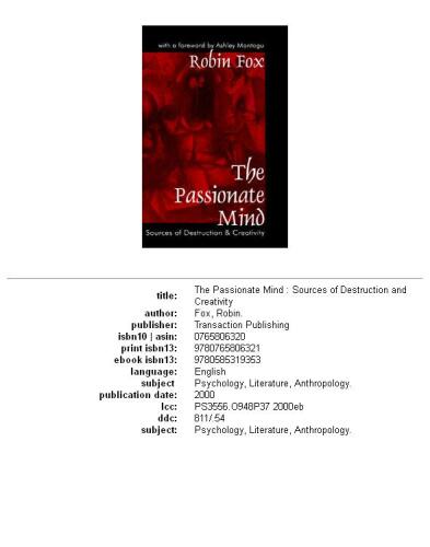 The passionate mind: sources of destruction & creativity