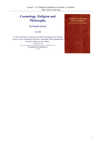 Cosmology, Religion and Philosophy