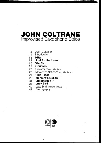 John Coltrane: Improvised Saxophone Solos