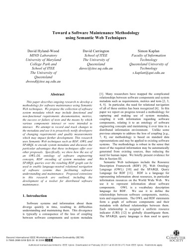 Toward a Software Maintenance Methodology using Semantic Web Techniques