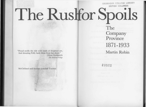 The Company Province 1871-1933 The Rush For Spoils