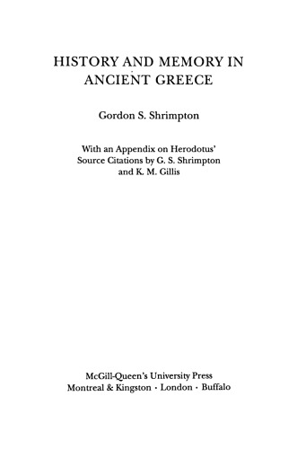 History and Memory in Ancient Greece