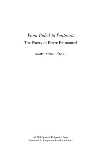 From Babel to Pentecost: The Poetry of Pierre Emmanuel