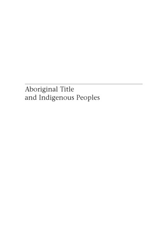 Aboriginal Title and Indigenous Peoples: Canada, Australia, and New Zealand