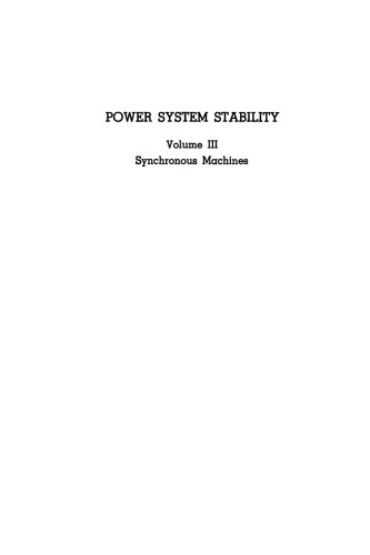Power System Stability (IEEE Press Series on Power Engineering) (Volumes III)