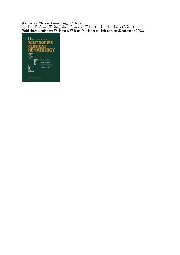 Wintrobe s Clinical Hematology