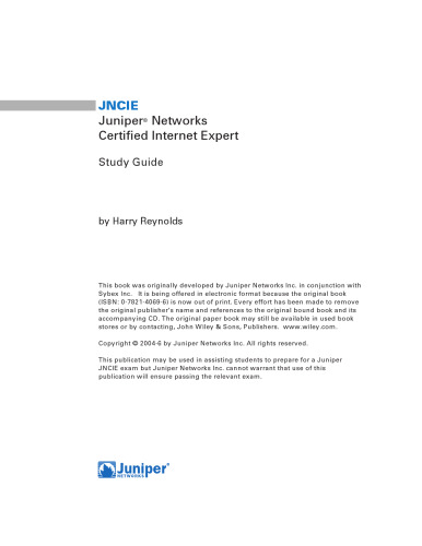 JNCIE: Juniper Networks Certified Internet Expert Study Guide