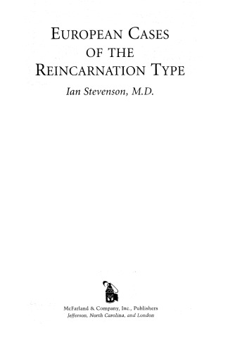 European Cases of the Reincarnation Type
