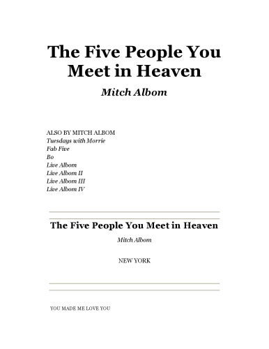 Five People You Meet in Heaven