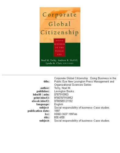 Corporate Global Citizenship