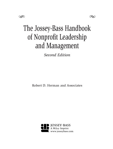 The Jossey-Bass Handbook of Nonprofit Leadership and Management