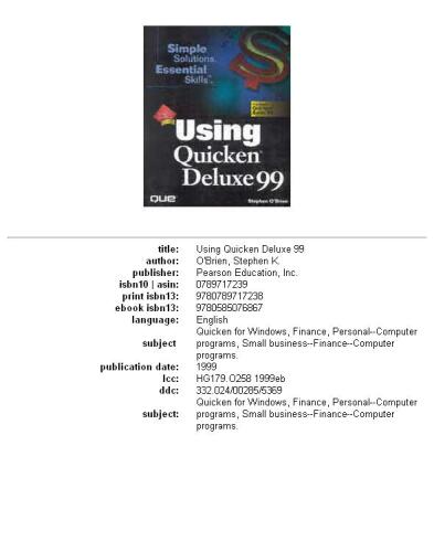 Using Quicken Deluxe 99
