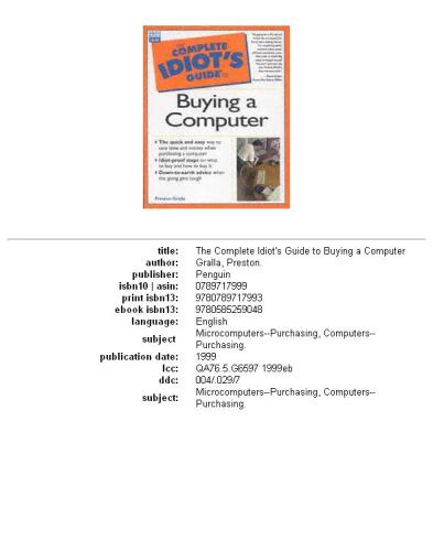 Complete Idiot's Guide to Buying Computer (The Complete Idiot's Guide)